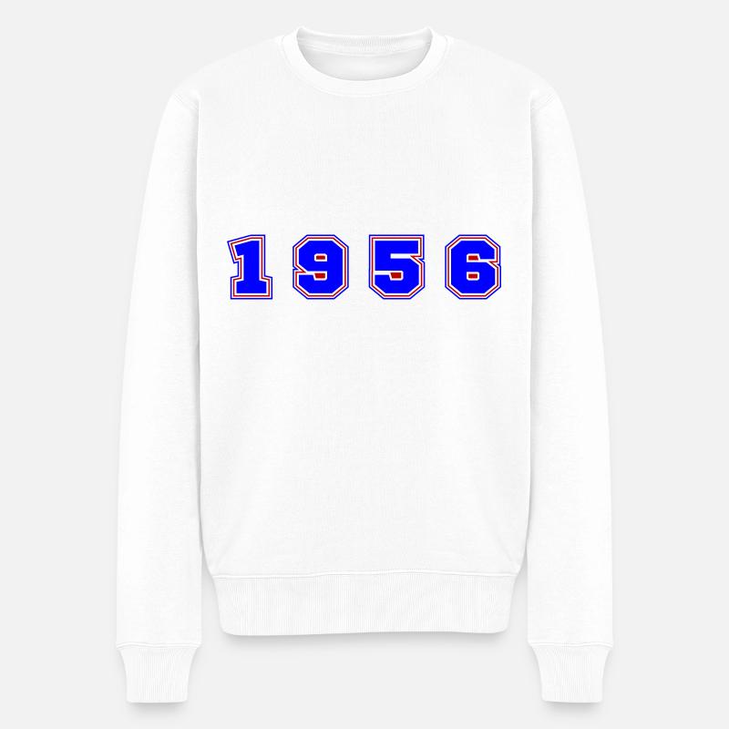 1956 Jahr Zahl - Männer Premium Bio Pullover - Weiß