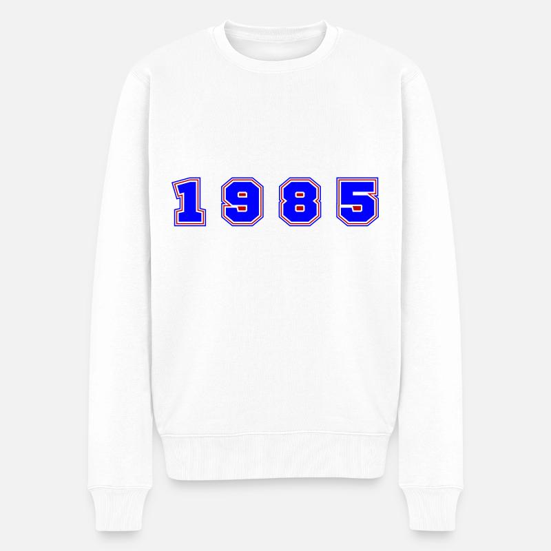 1985 Jahr Zahl - Männer Premium Bio Pullover - Weiß