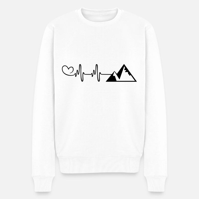 Mountains Puls Love - Männer Premium Bio Pullover - Weiß