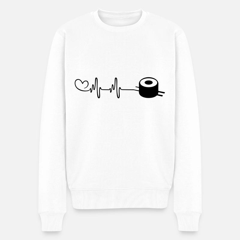 Sushi Pulse Heart Love - Pull Premium bio Homme - blanc