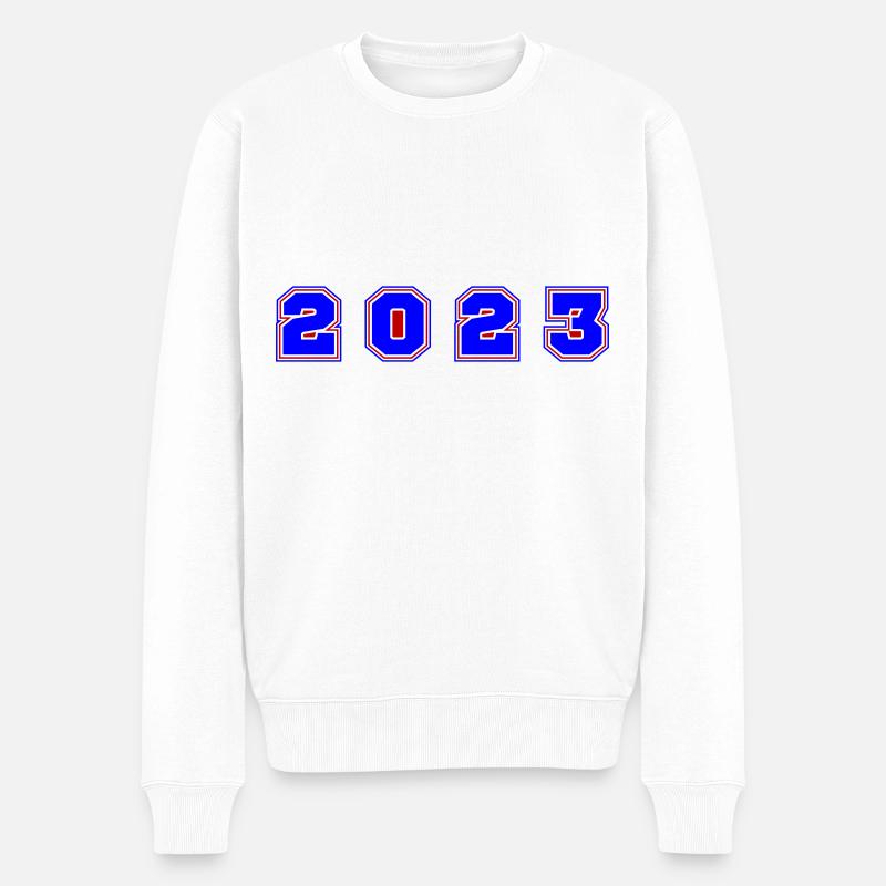 2023 Jahr Zahl - Männer Premium Bio Pullover - Weiß