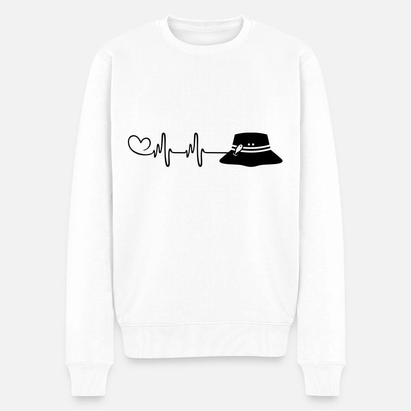 Chapeau de pêche Heartbeat Pêche - Pull Premium bio Homme - blanc
