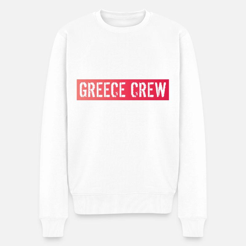 Greece Crew - Männer Premium Bio Pullover - Weiß