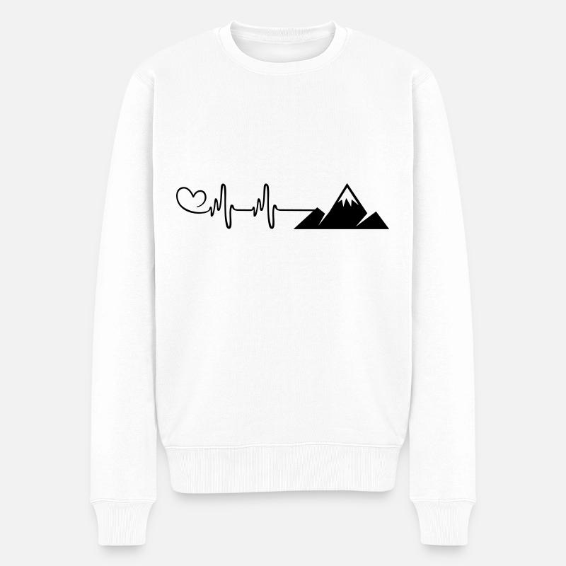 Berge Herzschlag - Männer Premium Bio Pullover - Weiß