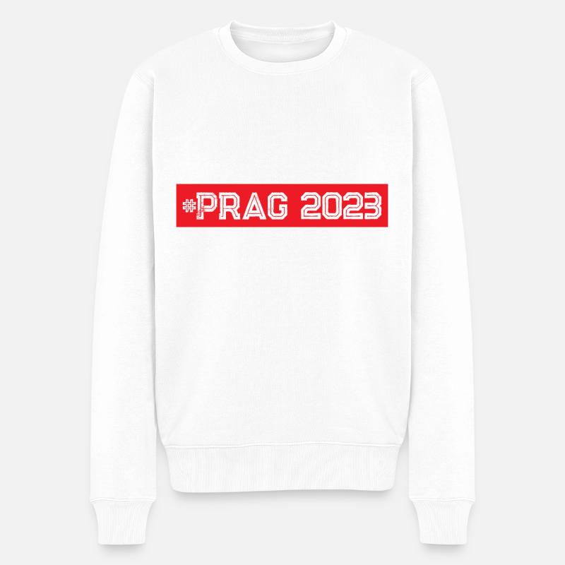 Prag 2023 - Männer Premium Bio Pullover - Weiß