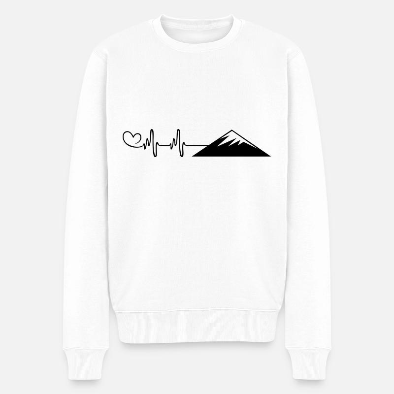 Berge Herzschlag Mountains - Männer Premium Bio Pullover - Weiß