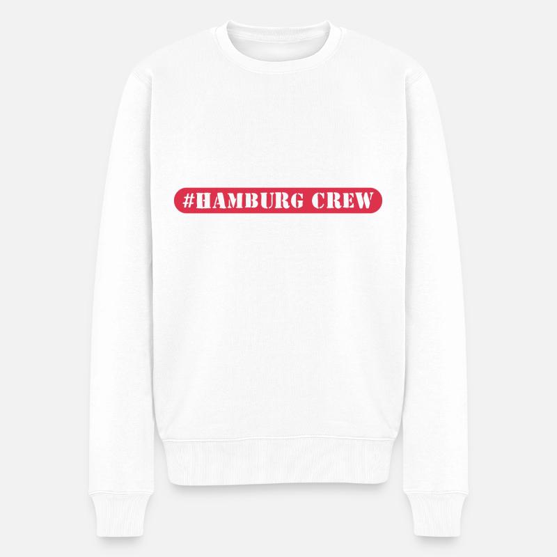Hamburg Crew - Männer Premium Bio Pullover - Weiß