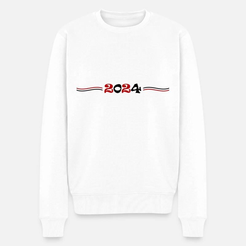 2024 Jahr - Männer Premium Bio Pullover - Weiß