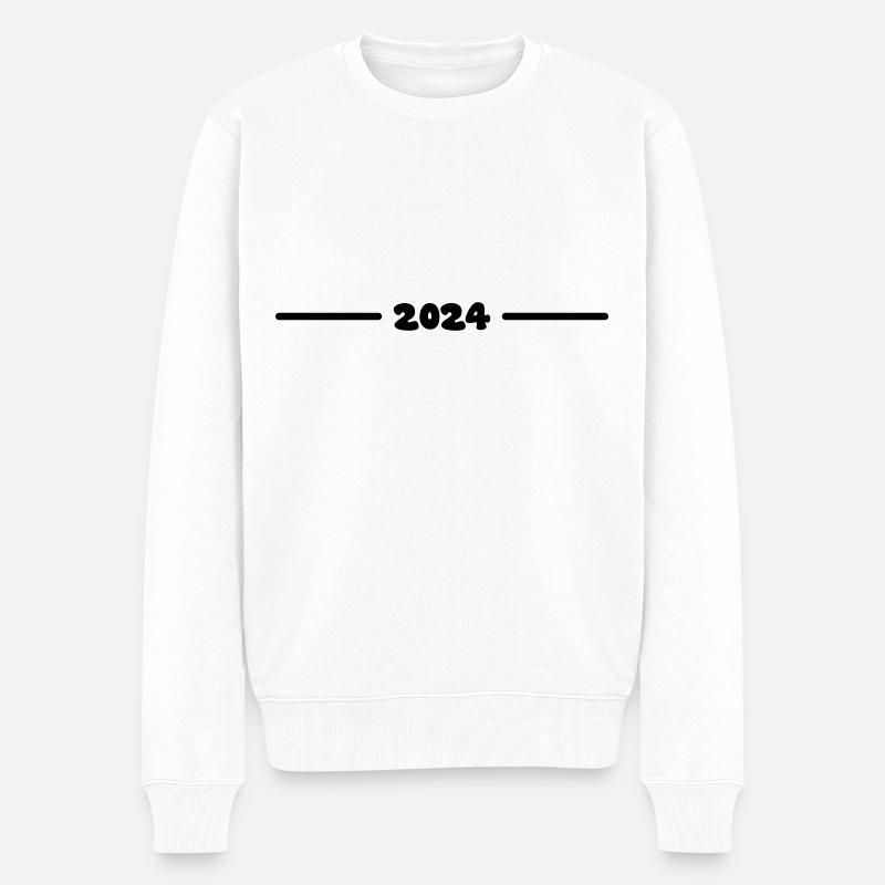 2024 Jahr - Männer Premium Bio Pullover - Weiß