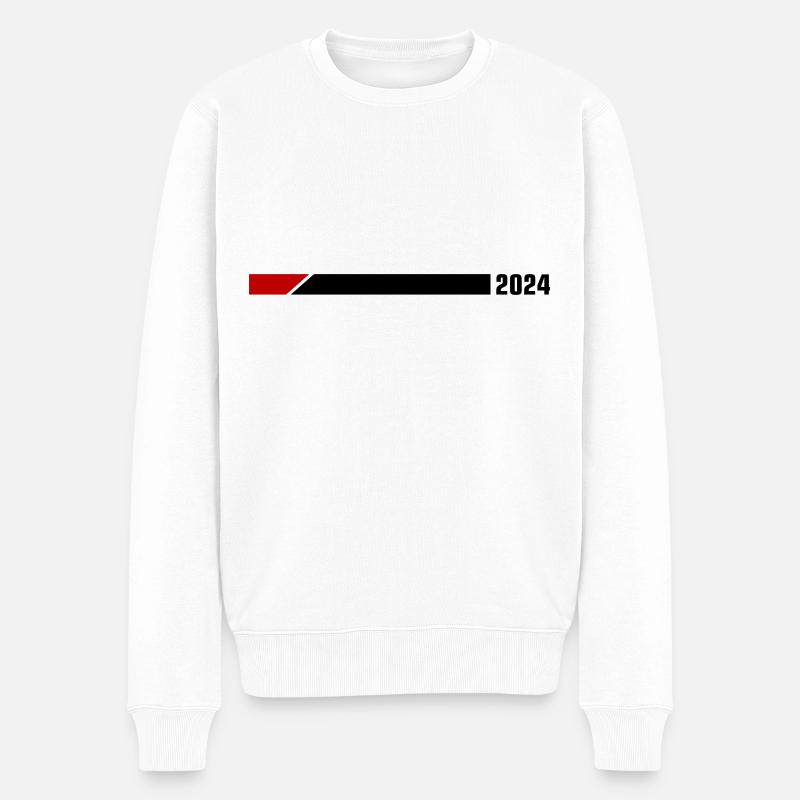 2024 Jahr - Männer Premium Bio Pullover - Weiß