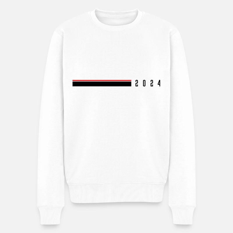 2024 Jahr - Männer Premium Bio Pullover - Weiß