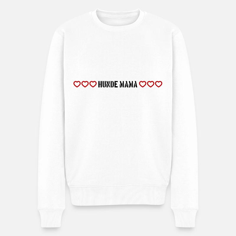 Hunde Mama Herz - Männer Premium Bio Pullover - Weiß