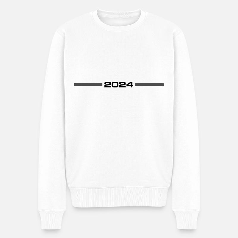 2024 Jahr - Männer Premium Bio Pullover - Weiß