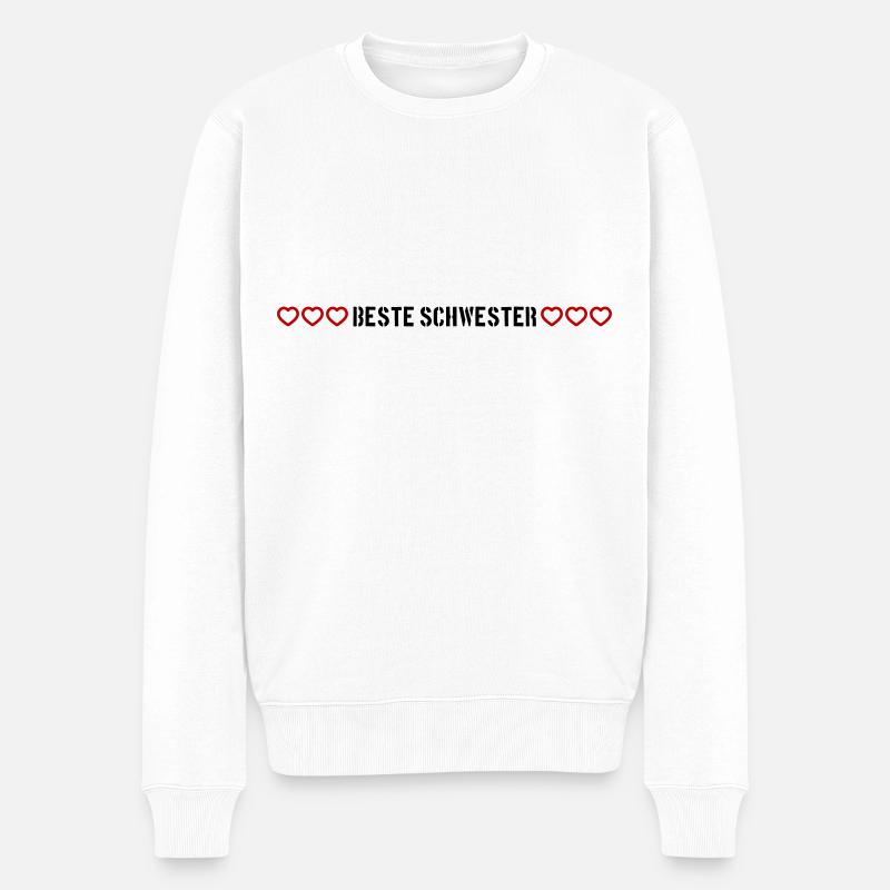 Beste Schwester Herz Liebe - Männer Premium Bio Pullover - Weiß