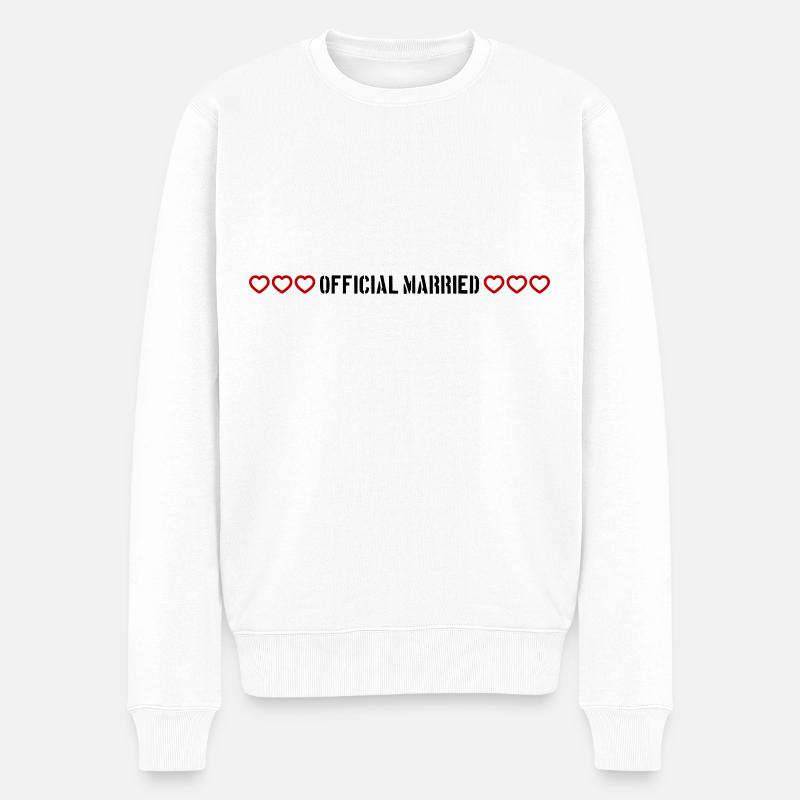 Married Hochzeit herzchen - Männer Premium Bio Pullover - Weiß