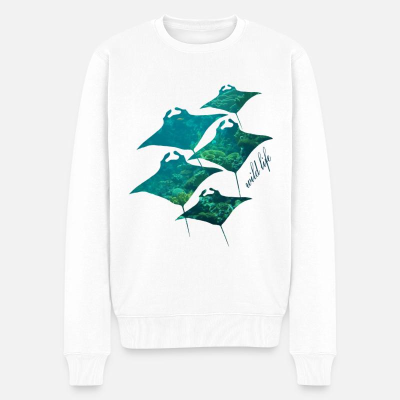 Rochen Wildlife - Männer Premium Bio Pullover - Weiß