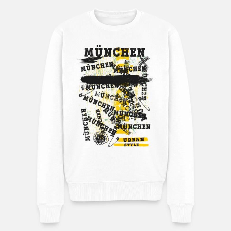 München Deutschland Stadt Skyline Heimat Liebe - Männer Premium Bio Pullover - Weiß