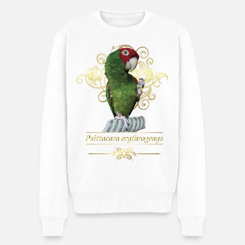 Perroquet à tête rouge - Pull Premium bio Homme - blanc