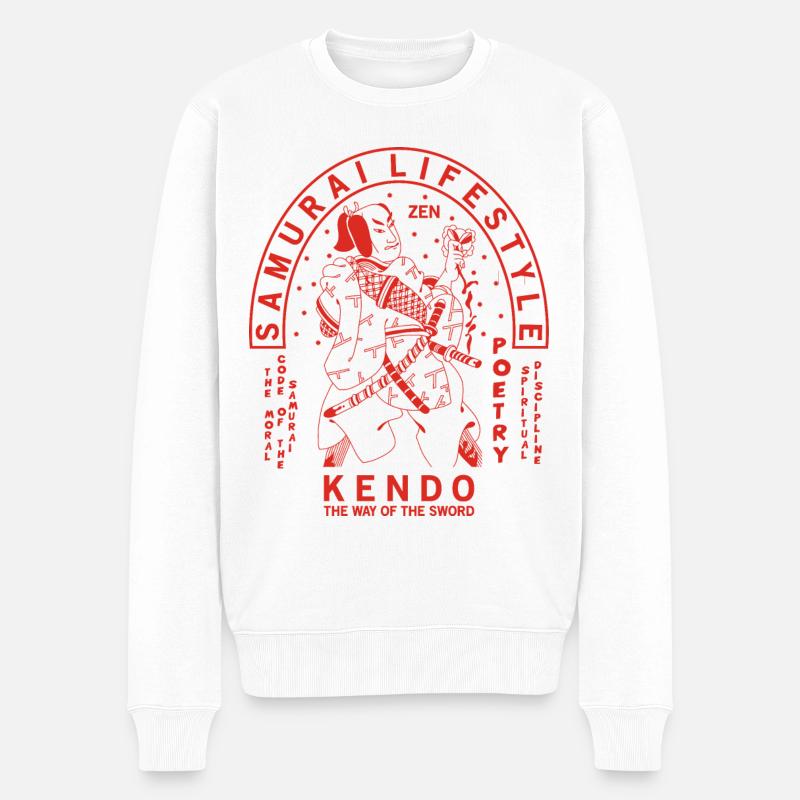 Samurai Japanese Graphic - Pull Premium bio Homme - blanc
