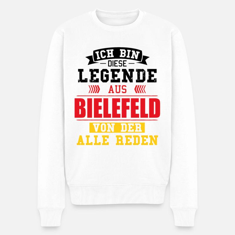 Stadt Bielefeld Deutschland Legende Spruch - Männer Premium Bio Pullover - Weiß