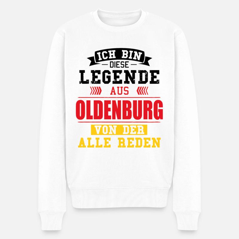Stadt Oldenburg Deutschland Legende Spruch - Männer Premium Bio Pullover - Weiß