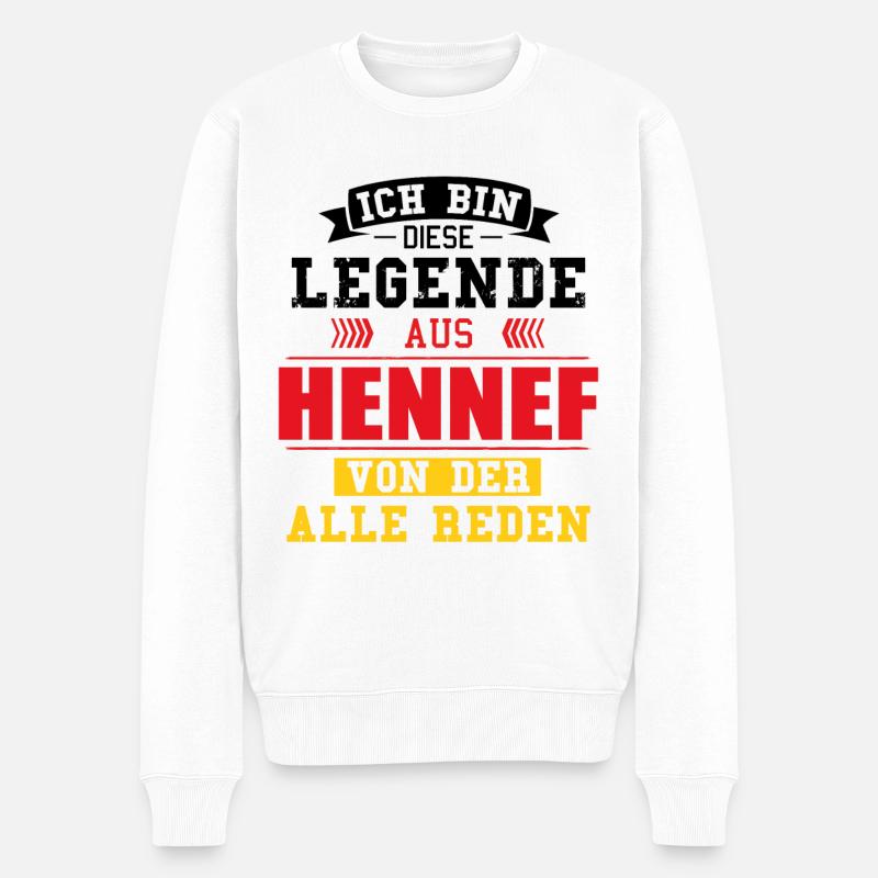 Stadt Hennef Deutschland Legende Spruch - Männer Premium Bio Pullover - Weiß