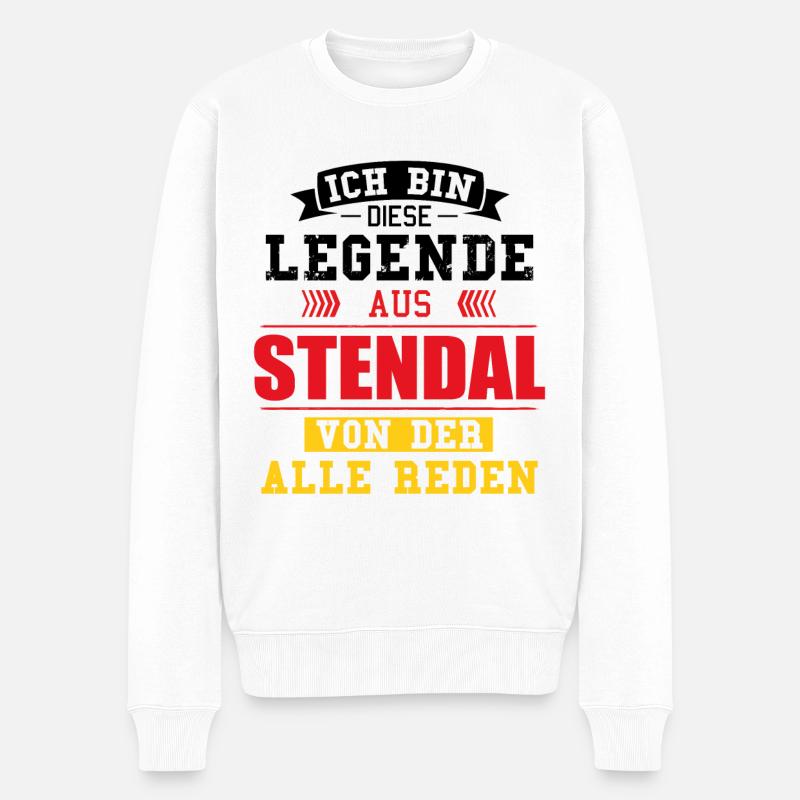Stadt Stendal Deutschland Legende Spruch - Männer Premium Bio Pullover - Weiß