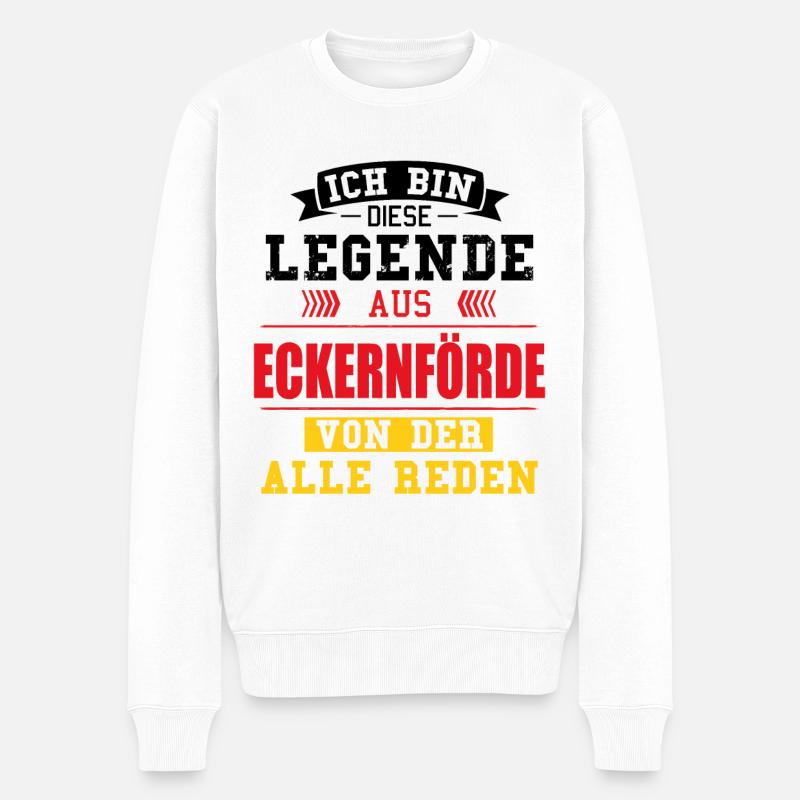 Stadt Eckernförde Deutschland Legende Spruch - Männer Premium Bio Pullover - Weiß