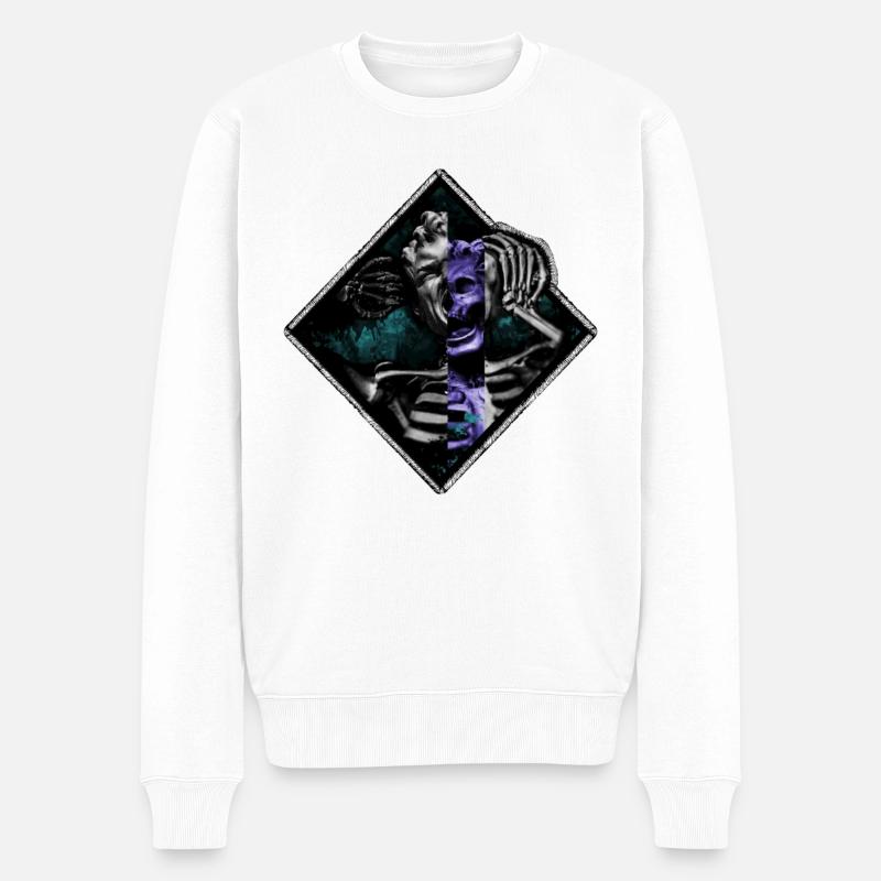 Schreiende Skulptur, Artwork, Totenkopf, modern - Männer Premium Bio Pullover - Weiß