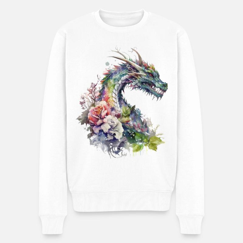 Japanischer Drache - Männer Premium Bio Pullover - Weiß
