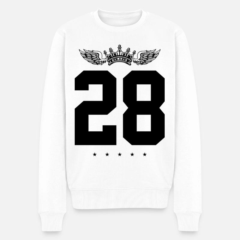 28 Zahl Krone - Männer Premium Bio Pullover - Weiß