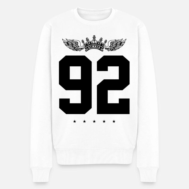 92 Couronne numérique - Pull Premium bio Homme - blanc