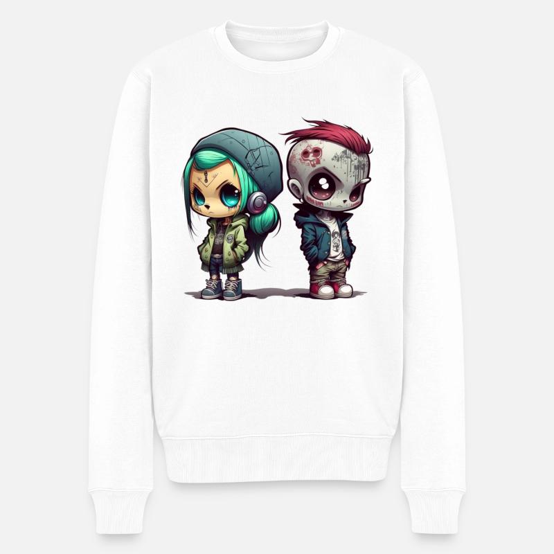 Anime Chibi Style Urban Grafitti Design by vauART - Männer Premium Bio Pullover - Weiß