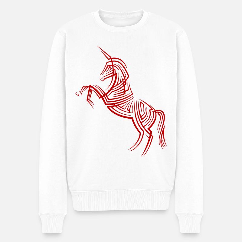 Einhorn Tribal Tattoo - Männer Premium Bio Pullover - Weiß