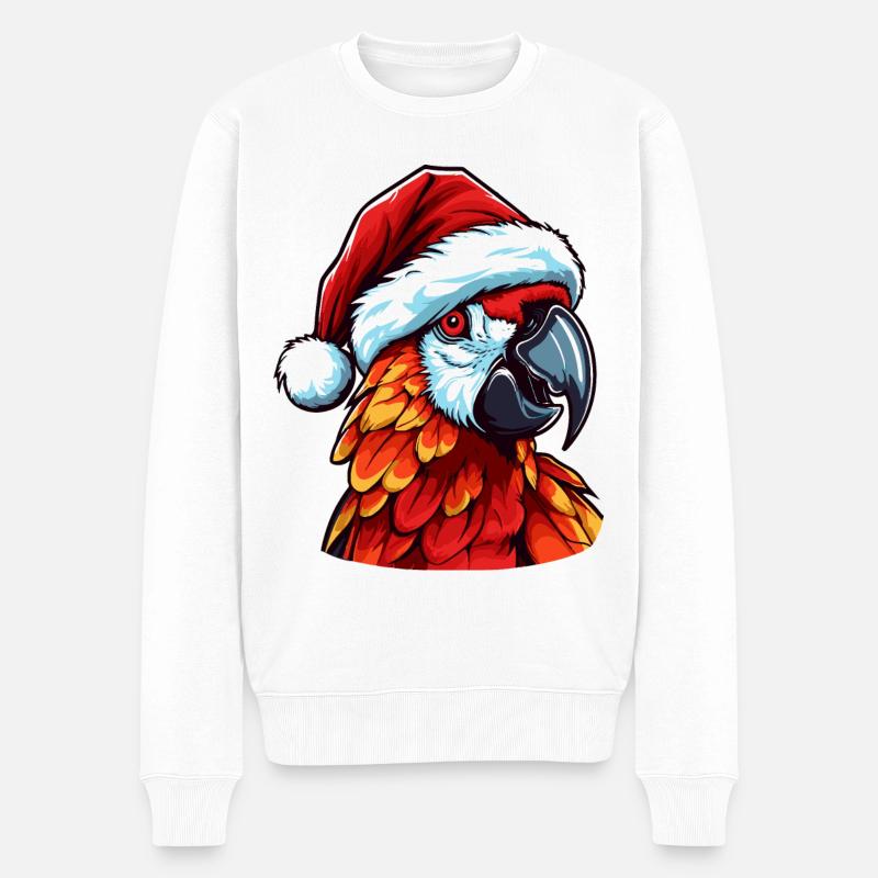 Portrait de Noël perroquet - Pull Premium bio Homme - blanc