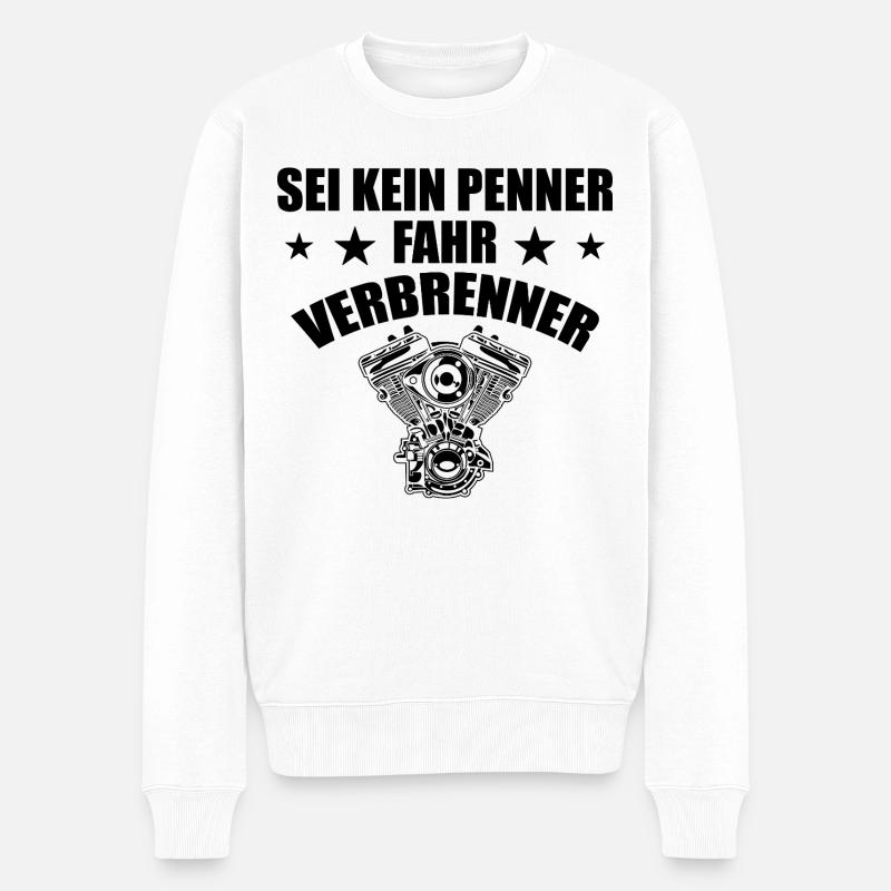 Verbrenner Motor Auto Spruch - Männer Premium Bio Pullover - Weiß