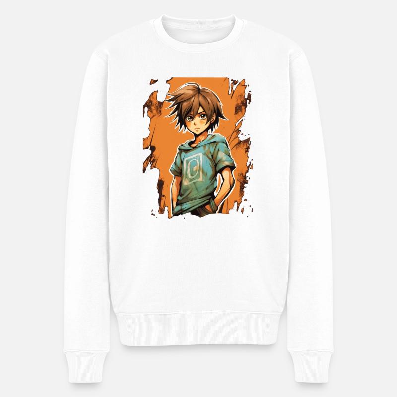 Anime Boy - Männer Premium Bio Pullover - Weiß