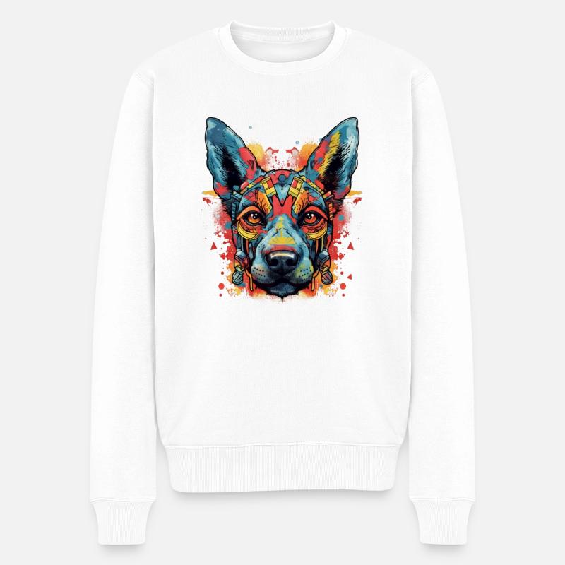Hund - Männer Premium Bio Pullover - Weiß