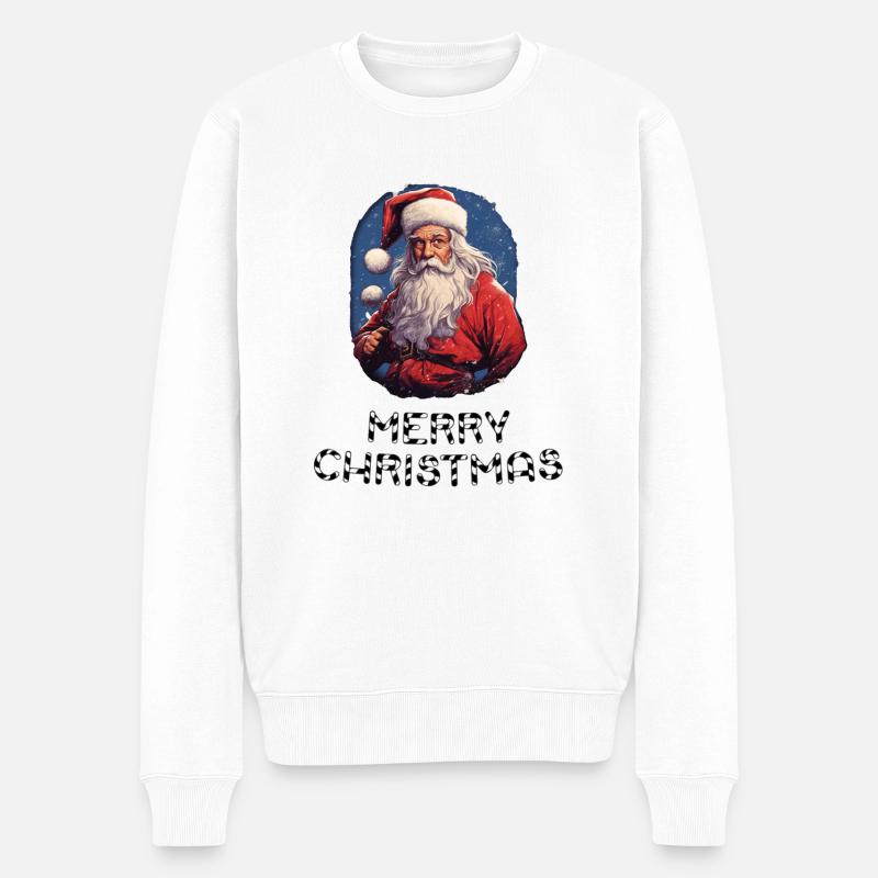 Weihnachtsmann - Marry Christmas - Männer Premium Bio Pullover - Weiß