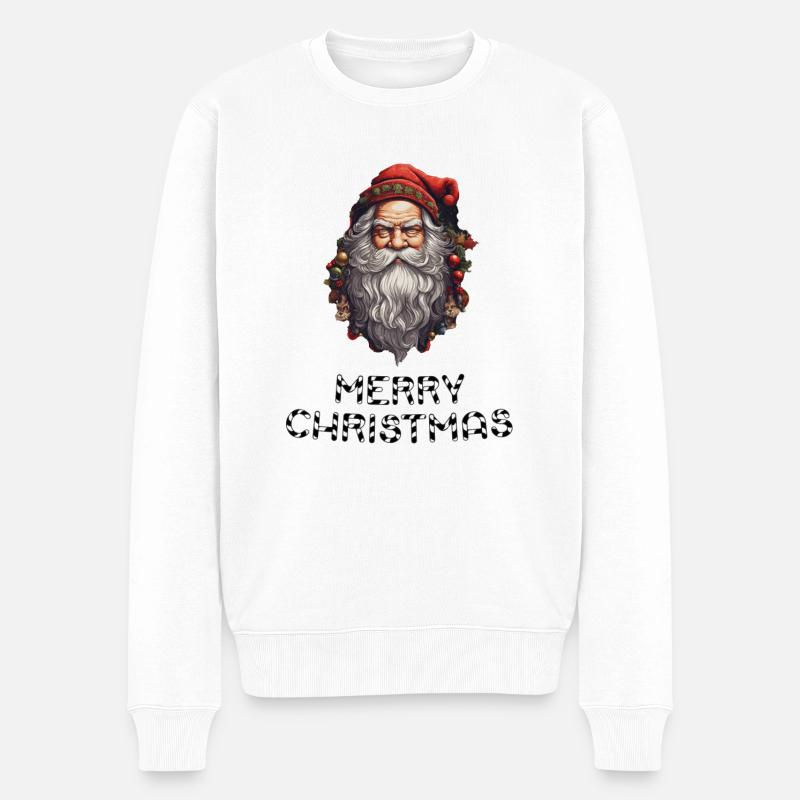 Weihnachtsmann - Marry Christmas - Männer Premium Bio Pullover - Weiß