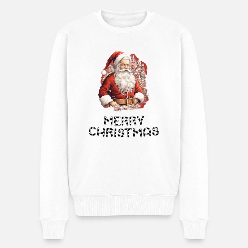 Weihnachtsmann - Marry Christmas - Männer Premium Bio Pullover - Weiß