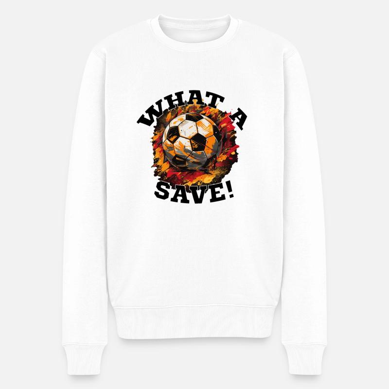 Fußball ball - What a Save! - Männer Premium Bio Pullover - Weiß