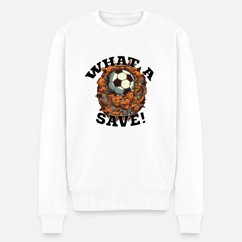 Fußball ball - What a Save! - Männer Premium Bio Pullover - Weiß