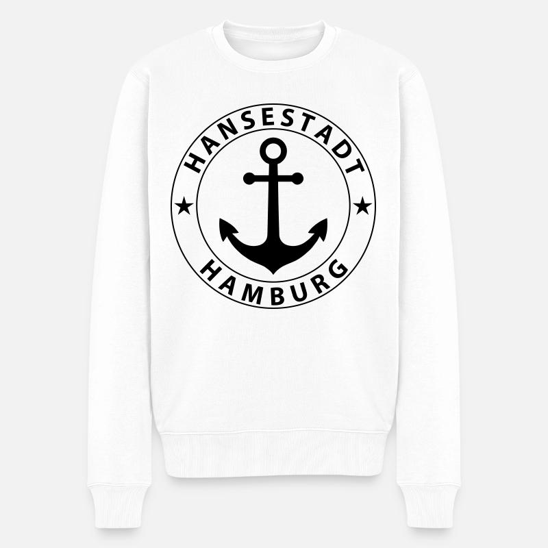Hamburg - Männer Premium Bio Pullover - Weiß