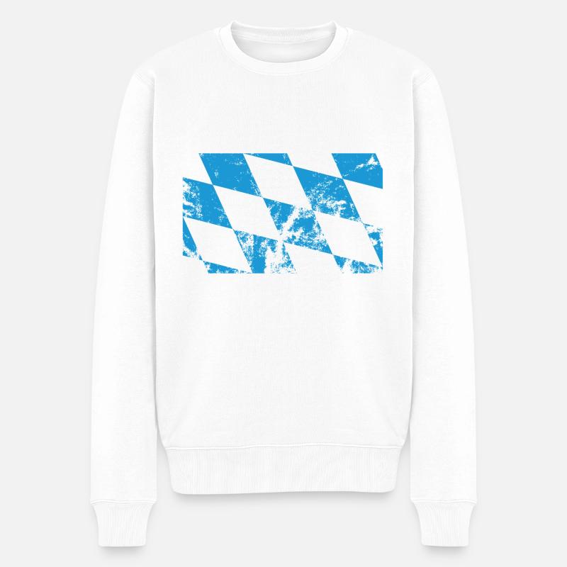 Bayern Flagge Zerkratzt - Männer Premium Bio Pullover - Weiß