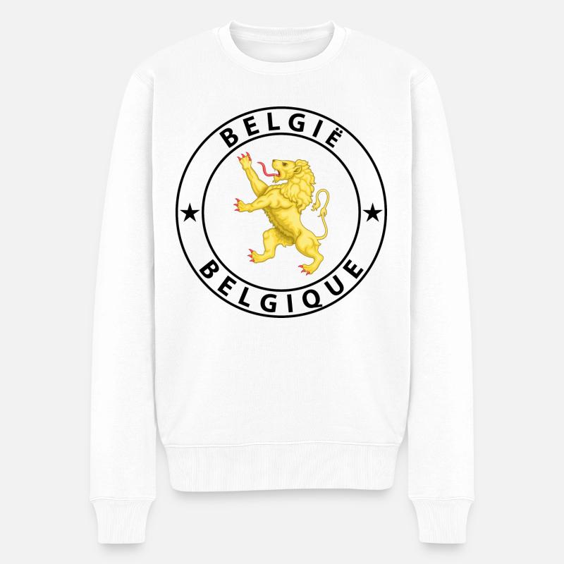Belgien - Männer Premium Bio Pullover - Weiß
