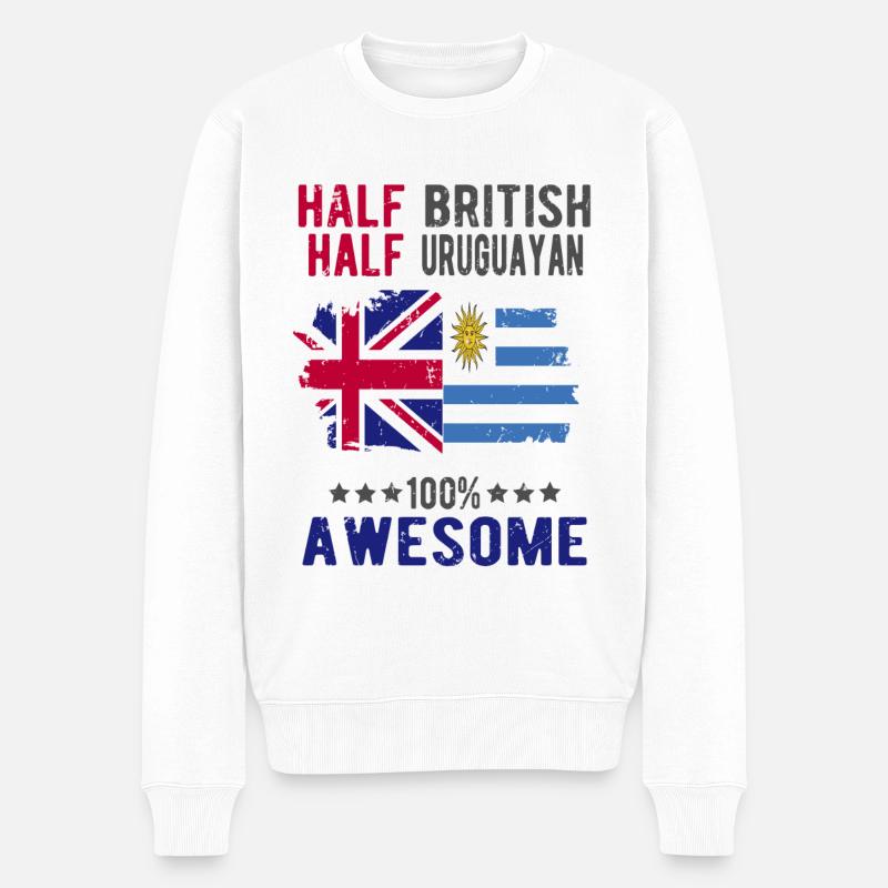 Moitié britannique moitié uruguayen - Pull Premium bio Homme - blanc