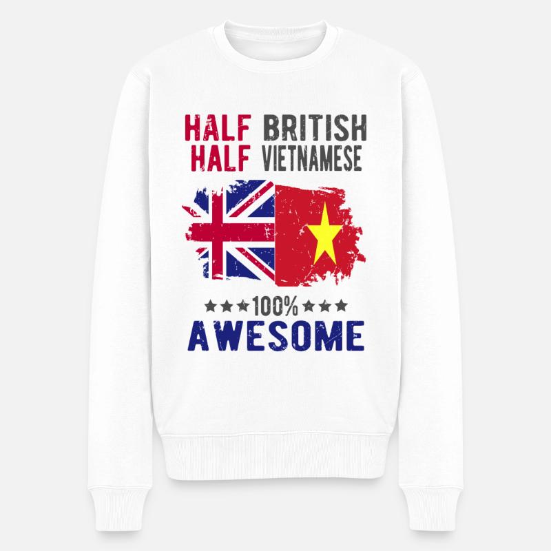 Halb Brite Halb Vietnamese - Männer Premium Bio Pullover - Weiß