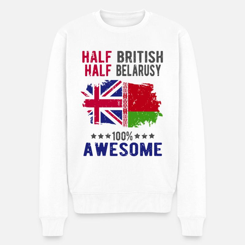Half British Half Belarusian - Men's Premium Organic Jumper - white