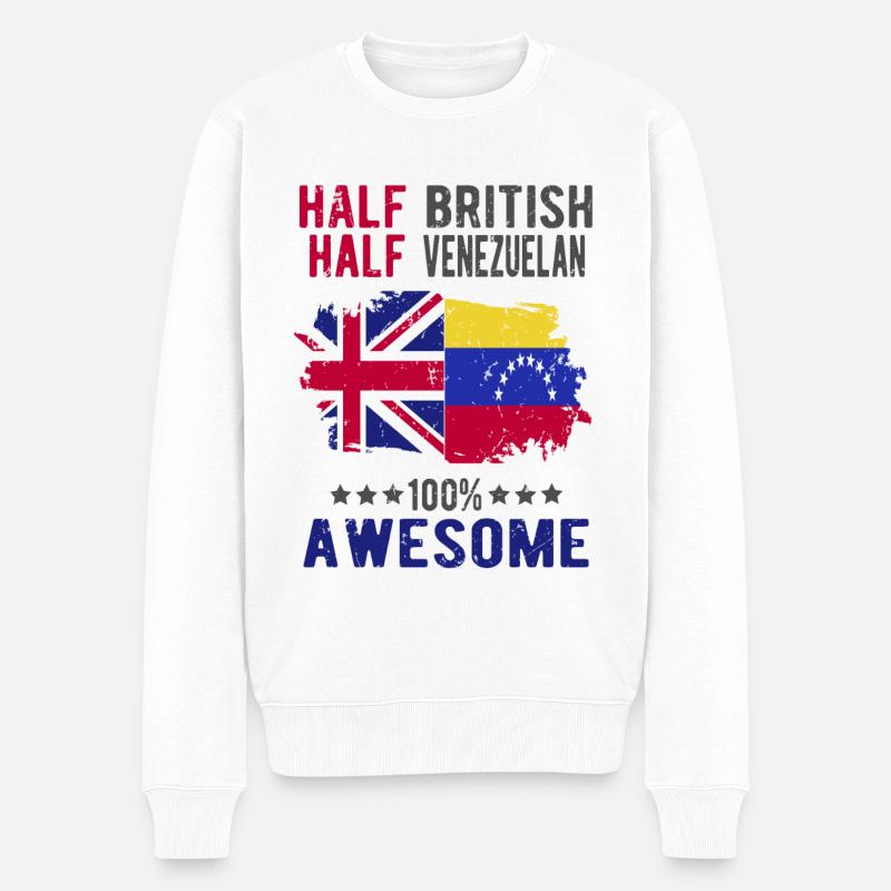 Halb Brite Halb Venezolaner - Männer Premium Bio Pullover - Weiß